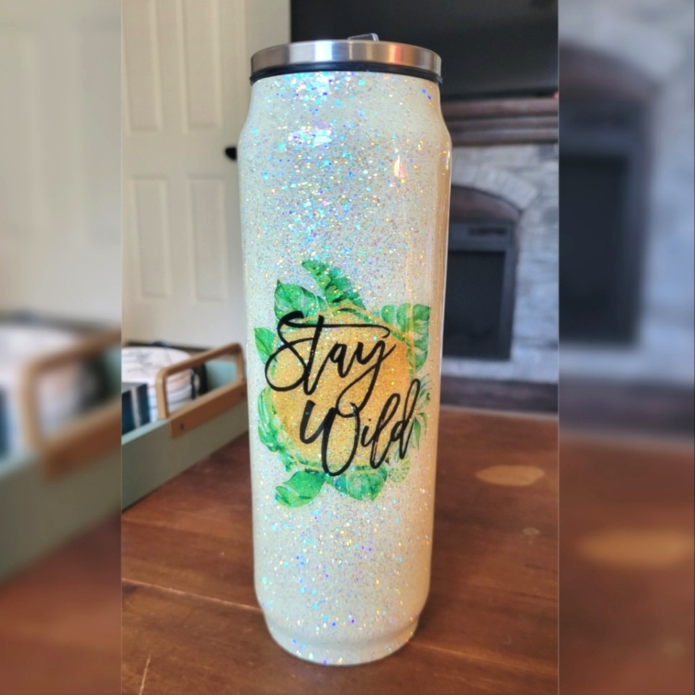 Stay Wild glitter tumbler